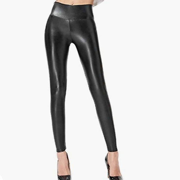 Ginasi Pants - Black Faux Leather Leggings